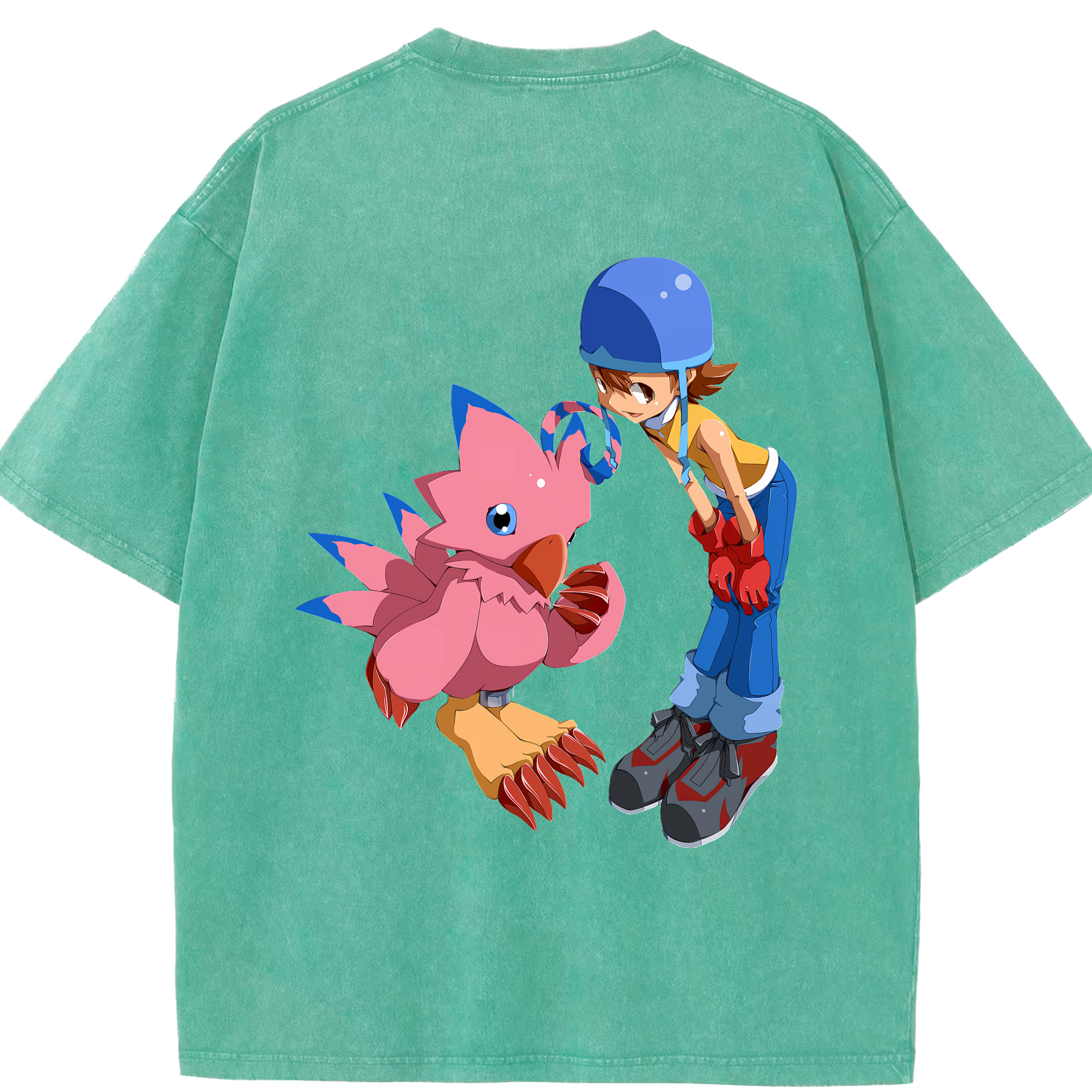 （画像用） Digimon デジタルモンスター/デジモン 綿100% ヴィンテージ風 半袖Tシャツ（背面プリント）